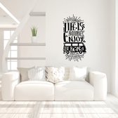 Muursticker Life Is A Journey Enjoy The Ride Met Busje -  Groen -  160 x 80 cm  -  slaapkamer  woonkamer  alle - Muursticker4Sale