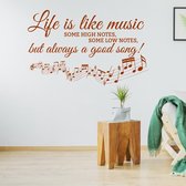 Muursticker Life Is Like Music -  Bruin -  160 x 100 cm  -  alle muurstickers  slaapkamer  woonkamer - Muursticker4Sale