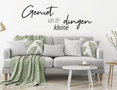 Muursticker Geniet Van De Kleine Dingen -  Bruin -  120 x 42 cm  -  alle muurstickers  nederlandse teksten  woonkamer - Muursticker4Sale