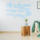 Muursticker Life Is Like Music -  Lichtblauw -  120 x 80 cm  -  alle muurstickers  slaapkamer  woonkamer - Muursticker4Sale