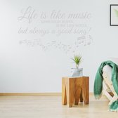 Muursticker Life Is Like Music -  Zilver -  120 x 80 cm  -  alle muurstickers  slaapkamer  woonkamer - Muursticker4Sale