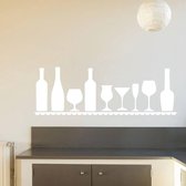 Muursticker Wijn Plank - Wit - 120 x 40 cm - bedrijven keuken