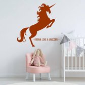 Muursticker Unicorn - Bruin - 40 x 40 cm - baby en kinderkamer - muursticker dieren slaapkamer alle muurstickers baby en kinderkamer