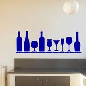 Muursticker Wijn Plank - Donkerblauw - 80 x 26 cm - bedrijven keuken