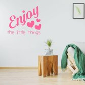 Muursticker Enjoy The Little Things -  Roze -  139 x 120 cm  -  slaapkamer  engelse teksten  woonkamer  alle - Muursticker4Sale