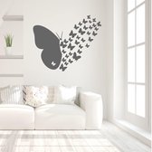 Muursticker Vliegende Vlinders -  Donkergrijs -  60 x 49 cm  -  alle muurstickers  baby en kinderkamer  slaapkamer  woonkamer  dieren - Muursticker4Sale