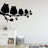 Muursticker Uilen Op Tak - Oranje - 60 x 38 cm - baby en kinderkamer slaapkamer dieren