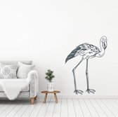 Muursticker Flamingo - Donkergrijs - 56 x 80 cm - woonkamer baby en kinderkamer dieren