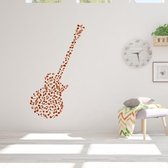 Muursticker Gitaar En Muzieknoten -  Bruin -  54 x 160 cm  -  alle muurstickers  slaapkamer  woonkamer - Muursticker4Sale