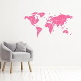 Muursticker Wereldkaart -  Roze -  80 x 41 cm  -  slaapkamer  woonkamer  alle - Muursticker4Sale