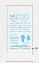 Muursticker Toiletregels - Lichtblauw - 40 x 66 cm - nederlandse teksten toilet raam en deur stickers - toilet