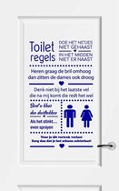 Muursticker Toiletregels - Donkerblauw - 40 x 66 cm - nederlandse teksten toilet raam en deur stickers - toilet