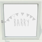 Geboorte Sticker It's A Boy Met Naam - Lichtgrijs - 100 x 42 cm - raam en deur stickers - geboorte stickers