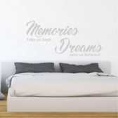 Muursticker Memories Dreams -  Lichtgrijs -  80 x 36 cm  -  slaapkamer  engelse teksten  woonkamer  alle - Muursticker4Sale