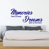 Muursticker Memories Dreams -  Donkerblauw -  80 x 36 cm  -  slaapkamer  engelse teksten  woonkamer  alle - Muursticker4Sale