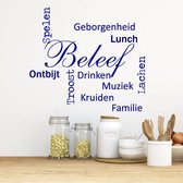 Muursticker Beleef Woorden - Donkerblauw - 60 x 50 cm - keuken nederlandse teksten