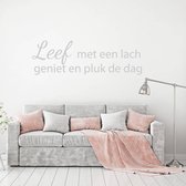 Muursticker Leef Met Een Lach Geniet En Pluk De Dag -  Zilver -  80 x 24 cm  -  woonkamer  slaapkamer  nederlandse teksten  alle - Muursticker4Sale