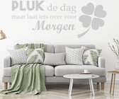 Muursticker Pluk De Dag Maar Laat Iets Over Voor Morgen -  Zilver -  160 x 61 cm  -  slaapkamer  nederlandse teksten  woonkamer  alle - Muursticker4Sale