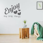 Muursticker Enjoy The Little Things - Donkergrijs - 93 x 80 cm - slaapkamer woonkamer alle