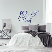 Muursticker Pluk De Dag Met Vogels -  Donkerblauw -  160 x 95 cm  -  alle muurstickers  slaapkamer  woonkamer  nederlandse teksten - Muursticker4Sale