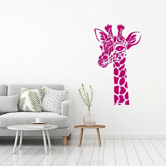 Muursticker Giraffe - Roze - 46 x 80 cm - baby en kinderkamer - muursticker dieren alle muurstickers baby en kinderkamer woonkamer