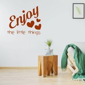 Muursticker Enjoy The Little Things -  Bruin -  93 x 80 cm  -  slaapkamer  engelse teksten  woonkamer  alle - Muursticker4Sale