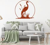 Muursticker Kraanvogel -  Bruin -  110 x 101 cm  -  alle muurstickers  woonkamer  dieren - Muursticker4Sale