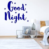 Muursticker Good Night Ster -  Donkerblauw -  133 x 120 cm  -  engelse teksten  slaapkamer  alle - Muursticker4Sale