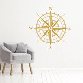 Muursticker Kompas - Goud - 80 x 80 cm - slaapkamer woonkamer alle