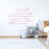 Muursticker Love Soul Fire Peace -  Roze -  160 x 101 cm  -  alle muurstickers  slaapkamer  woonkamer  engelse teksten - Muursticker4Sale