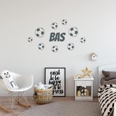 Muursticker Voetbal Met Naam -  Donkergrijs -  80 x 45 cm  -  alle muurstickers  baby en kinderkamer - Muursticker4Sale