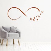 Muursticker Infinity Met Vogels -  Bruin -  120 x 48 cm  -  woonkamer  slaapkamer  alle - Muursticker4Sale