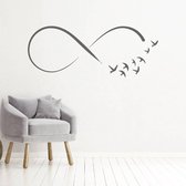 Muursticker Infinity Met Vogels - Donkergrijs - 120 x 48 cm - woonkamer slaapkamer