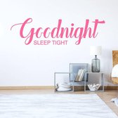 Slaapkamer Sticker Goodnight Sleep Tight -  Roze -  120 x 34 cm  -  nederlandse teksten  slaapkamer  alle - Muursticker4Sale