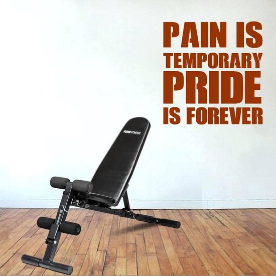Sticker Muursticker Pain Is Temporary Pride Is Forever - Marron - 120 x 120 cm - Textes anglais sports - Muursticker4Sale