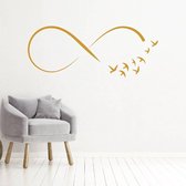 Muursticker Infinity Met Vogels -  Goud -  120 x 48 cm  -  woonkamer  slaapkamer  alle - Muursticker4Sale