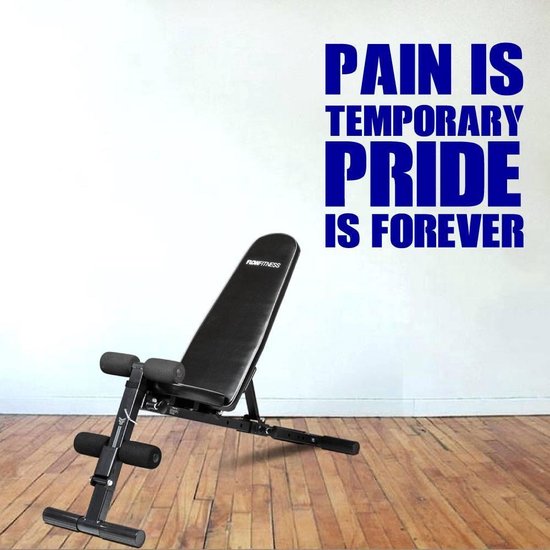 Sticker Muursticker Pain Is Temporary Pride Is Forever - Bleu foncé - 120 x 120 cm - Muursticker4Sale