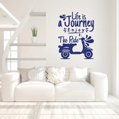 Muursticker Life Is A Journey Enjoy The Ride -  Donkerblauw -  75 x 100 cm  -  slaapkamer  woonkamer  alle - Muursticker4Sale