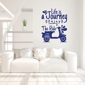 Muursticker Life Is A Journey Enjoy The Ride -  Donkerblauw -  105 x 140 cm  -  slaapkamer  woonkamer  alle - Muursticker4Sale
