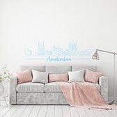 Muursticker Amsterdam - Lichtblauw - 120 x 38 cm - slaapkamer woonkamer steden