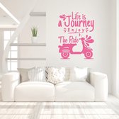 Muursticker Life Is A Journey Enjoy The Ride -  Roze -  105 x 140 cm  -  slaapkamer  woonkamer  alle - Muursticker4Sale