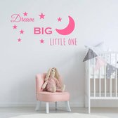 Muursticker Dream Big Little One -  Roze -  80 x 40 cm  -  baby en kinderkamer  alle - Muursticker4Sale