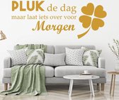 Muursticker Pluk De Dag Maar Laat Iets Over Voor Morgen -  Goud -  80 x 31 cm  -  slaapkamer  nederlandse teksten  woonkamer  alle - Muursticker4Sale