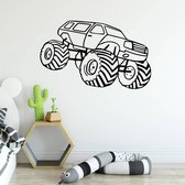 Muursticker Monster Truck -  Rood -  100 x 63 cm  -  baby en kinderkamer  alle - Muursticker4Sale