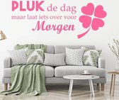 Muursticker Pluk De Dag Maar Laat Iets Over Voor Morgen -  Roze -  120 x 46 cm  -  slaapkamer  nederlandse teksten  woonkamer  alle - Muursticker4Sale