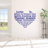 Muursticker Liefde Is.. In Hart Vorm -  Donkerblauw -  100 x 78 cm  -  woonkamer  nederlandse teksten  slaapkamer  alle - Muursticker4Sale
