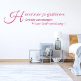 Muursticker Herinner Je Gisteren Droom Van Morgen Maar Leef Vandaag -  Roze -  160 x 37 cm  -  woonkamer  nederlandse teksten  slaapkamer  alle - Muursticker4Sale