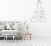 Muursticker Buddha -  Zilver -  40 x 53 cm  -  slaapkamer  keuken  woonkamer  alle - Muursticker4Sale