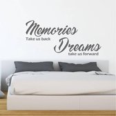 Muursticker Memories Dreams -  Donkergrijs -  160 x 72 cm  -  slaapkamer  engelse teksten  woonkamer  alle - Muursticker4Sale