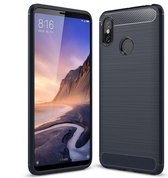 Brushed Texture Carbon Fibre Shockproof TPU Case voor Geschikt voor Xiaomi Mi Max 3 (Navy Blue)